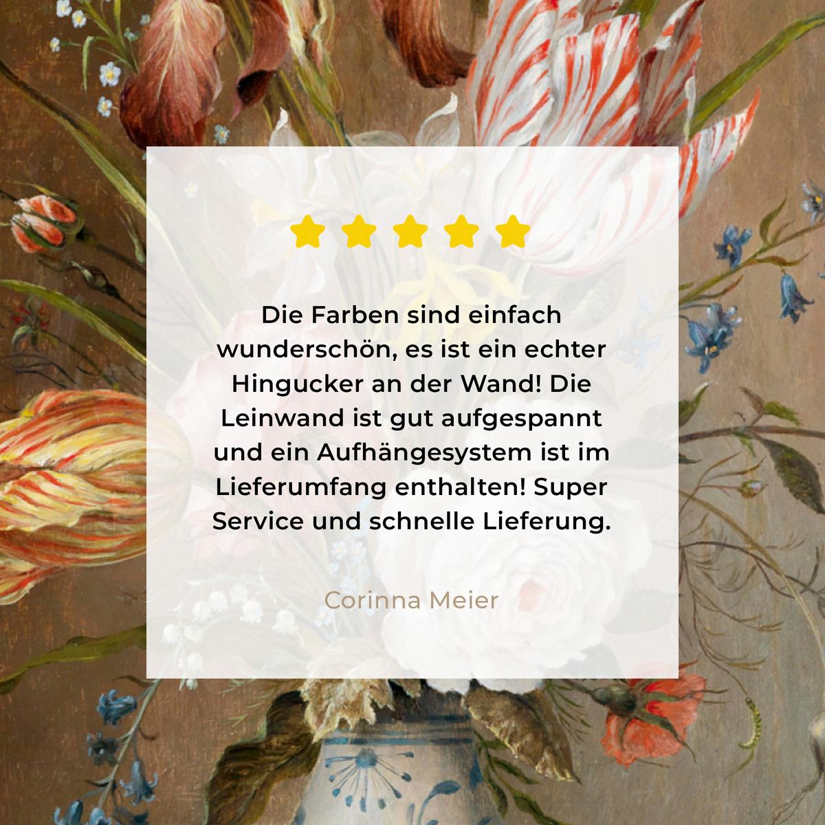 LEINWANDBILD Alte Meister - Blumen - Balthasar van der Ast Deko Wohnzimmer 20x20 cm - Hellbraun, Textil (20/20cm) - MuchoWow