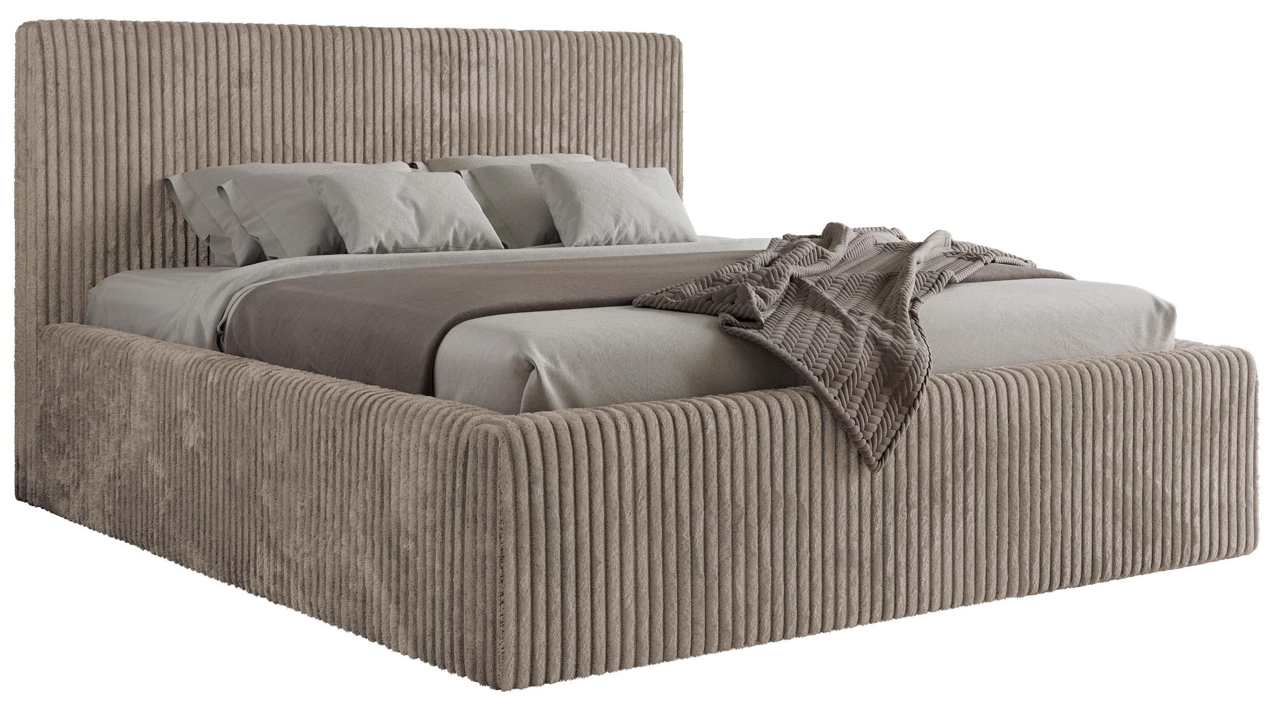 POLSTERBETT TILIANO CLASSIC 200/200 - Hellbraun Cord - Schaum-Matratze - Hellbraun, Textil (200/200cm) - MKS