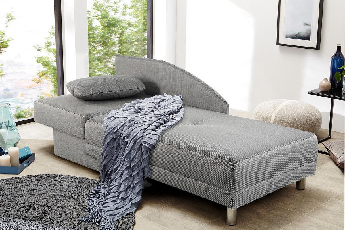 RÉCAMIERE-SCHLAFSOFA mit Bettkasten, Federkern, seitenverkehrt montierbar B149/T90/H80 cm, Liegefläche 200x84 cm, Webstoff Hellgrau / 15122 - Chromfarben/Hellgrau, Textil/Metall (149/80/90cm) - luma-home