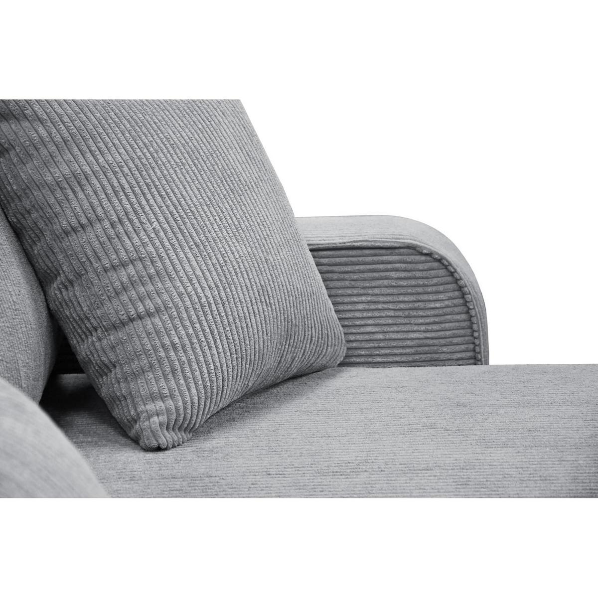 ECKSCHLAFSOFA Primo L hellgrau - Hellgrau/Schwarz, Textil (290/185cm) - Beautysofa
