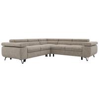 ECKSOFA QUADRO L - Greige Stukture - Rechts Seite - Greige/Schwarz, Textil/Metall (269/269cm) - MKS