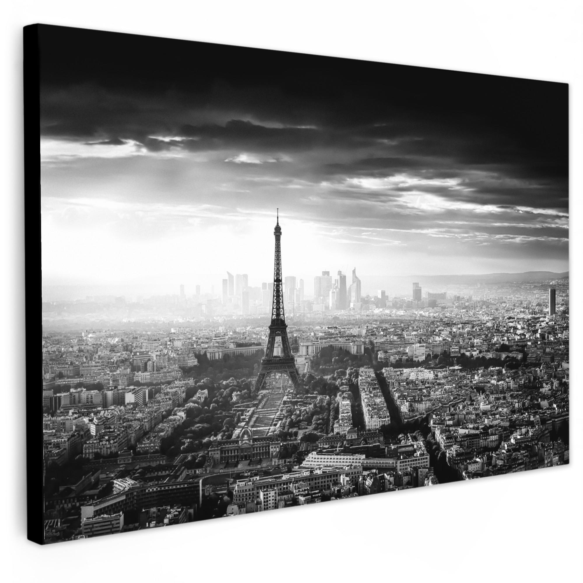 LEINWANDBILD Paris - Skyline - Eiffelturm - Stadt - Wolken XXL 150x100 cm - Dunkelgrau, Textil (150/100cm) - MuchoWow