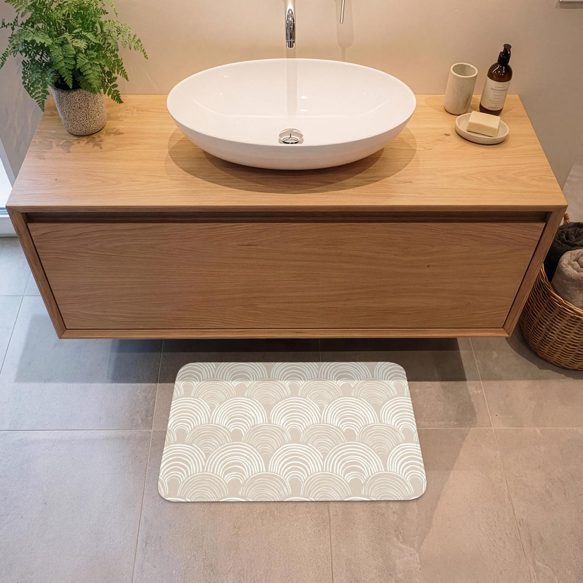 BADEMATTE Wellen - Textur - Beige 60x40 cm - Kaschmir, Textil (60/40cm) - OnlyWow
