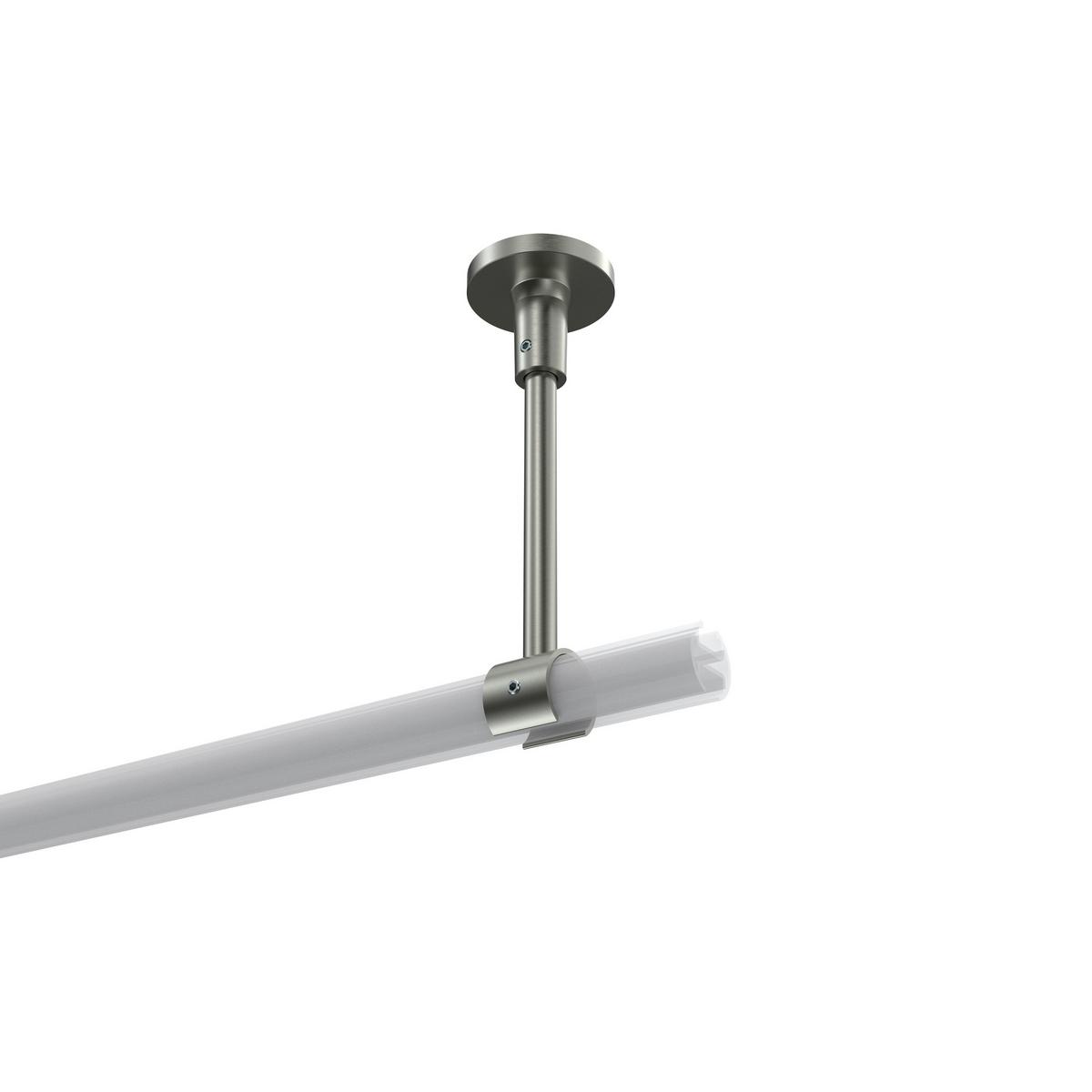 DECKENTRÄGER FÜR GARDINENSTANGEN 20 mm Ø, Sonette 1-läufig, Edelstahl-Optik - Edelstahlfarben, Metall (4.3/14.2/4.3cm) - INTERDECO