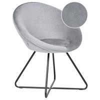 SESSEL Samtstoff hellgrau/schwarz rund Floby II - Schwarz/Grau, Textil (69/80/58cm) - Beliani