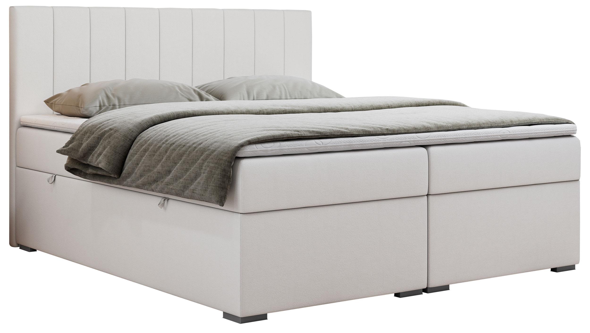 BOXBETT LOPE 120/200 - Weiß Kunstleder - H4 - Weiß, Holz/Textil (120/200cm)