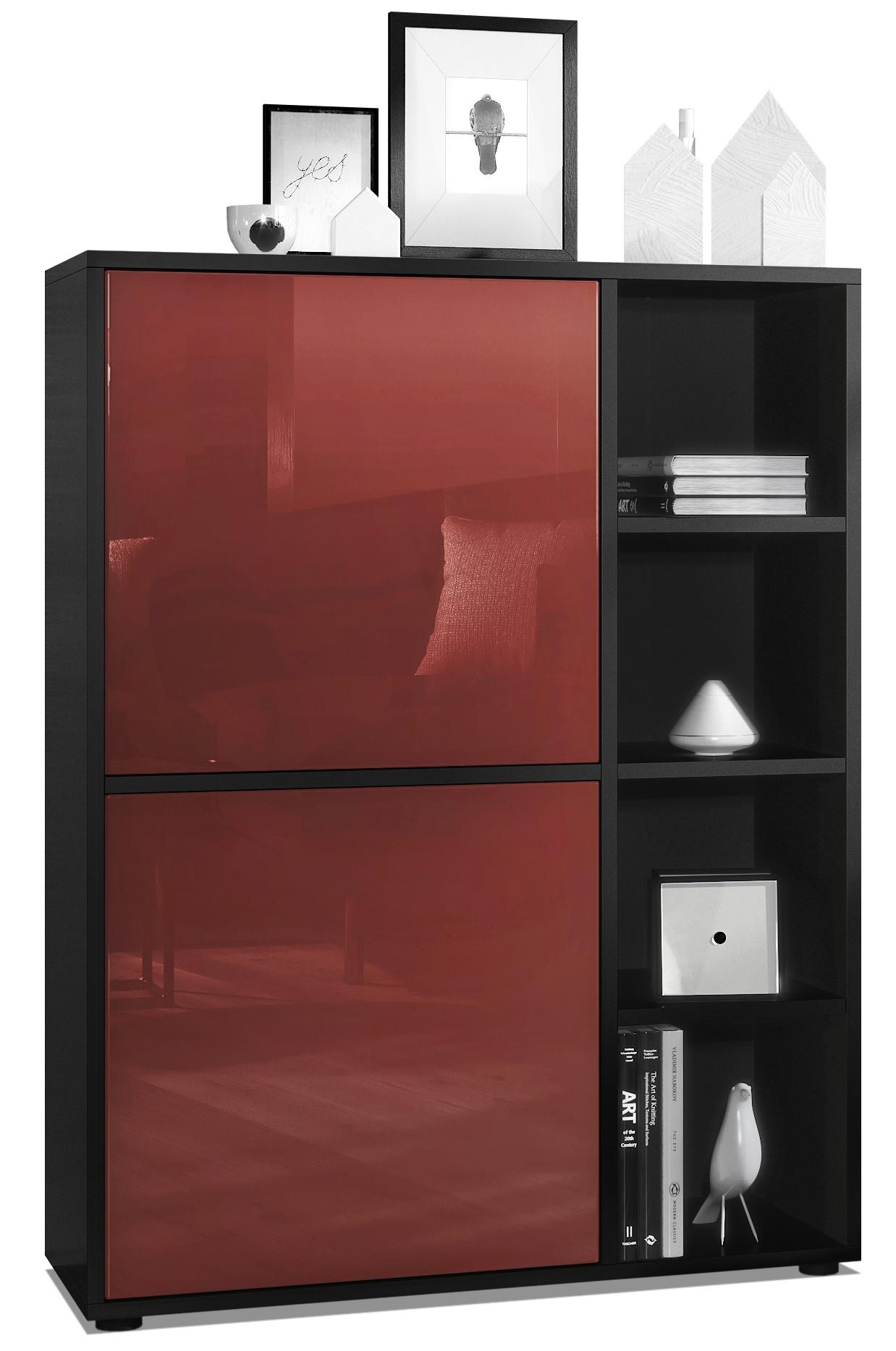 HIGHBOARD Cuba Türen in Bordeaux Hochglanz - Bordeaux, Holzwerkstoff (79/105.5/35.5cm) - Vladon