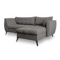 ECKSOFA MOLLIS Grau Geflochtener-Stoff mit Schlaffunktion - Grau, Holz (241/154cm) - MASSENO