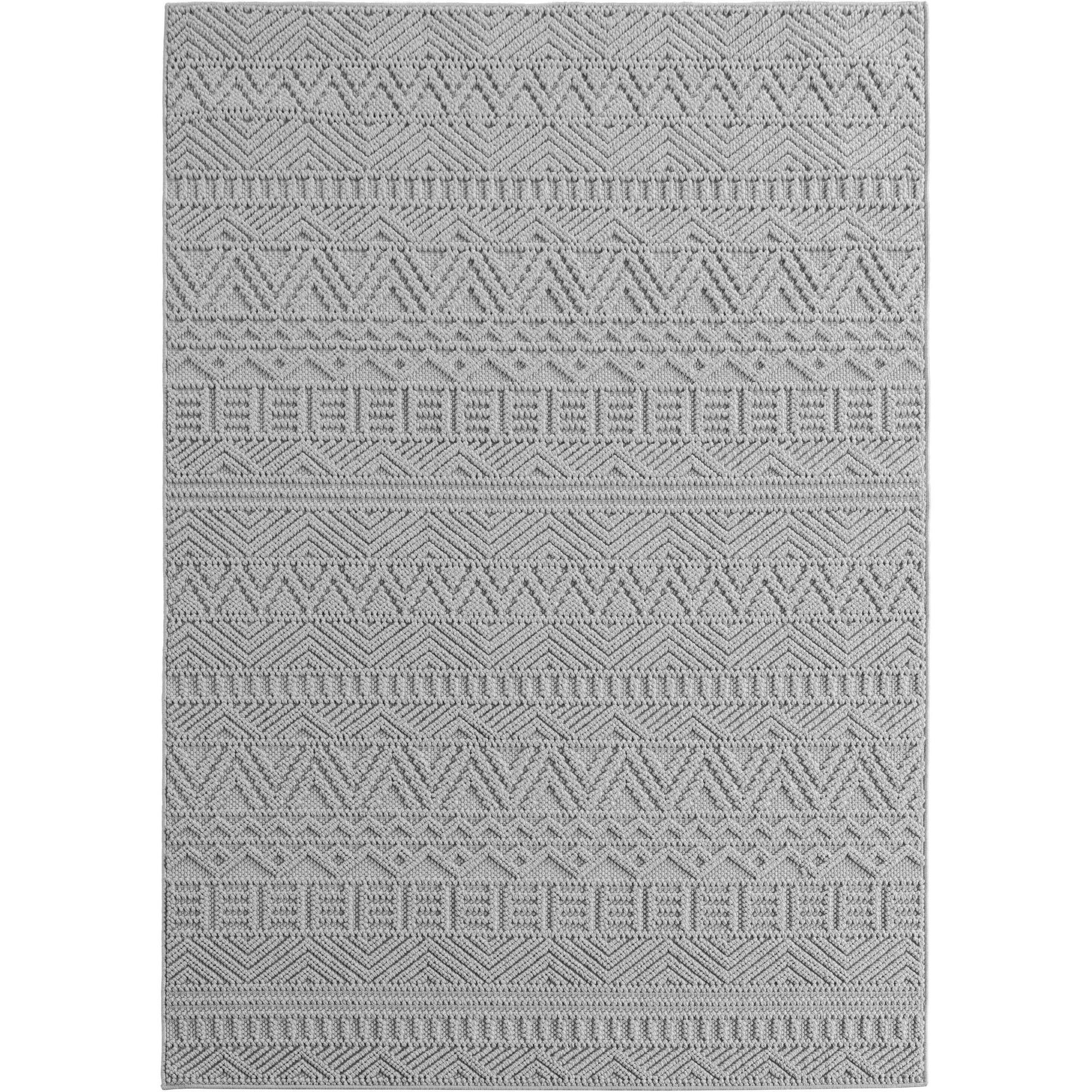 TEPPICH Flachgewebe LANGAU in Silber, mit Ethno-Streifen, 80 x 150 cm - Silberfarben, Textil (80/150cm) - KADIMA DESIGN