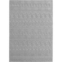 TEPPICH Flachgewebe LANGAU in Silber, mit Ethno-Streifen, 120 x 170 cm - Silberfarben, Textil (120/170cm) - KADIMA DESIGN