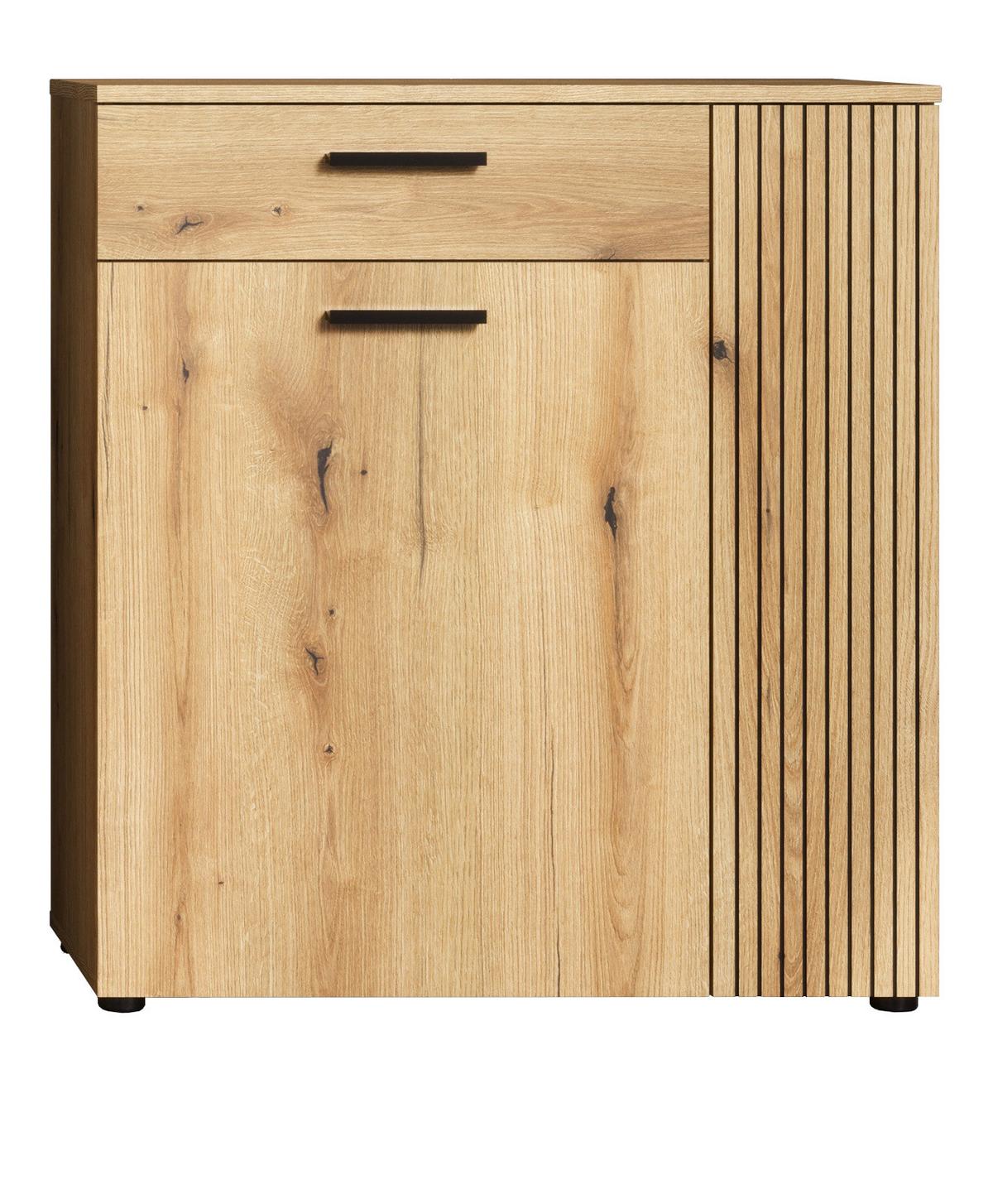 FLURKOMMODE Evoke Eiche 80 x 89 cm, Schuhschrank in modernem Stil - Eichefarben/Schwarz, Holzwerkstoff/Kunststoff (80/89/36cm) - Top.Furn