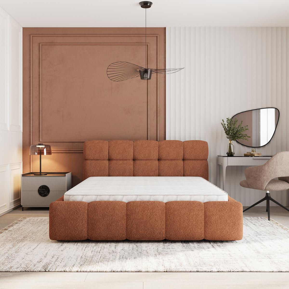 POLSTERBETT FARU Q 120x200 cm mit Bettkästen - Kupferfarben - Kupferfarben, Holz (120/200cm) - MASSENO