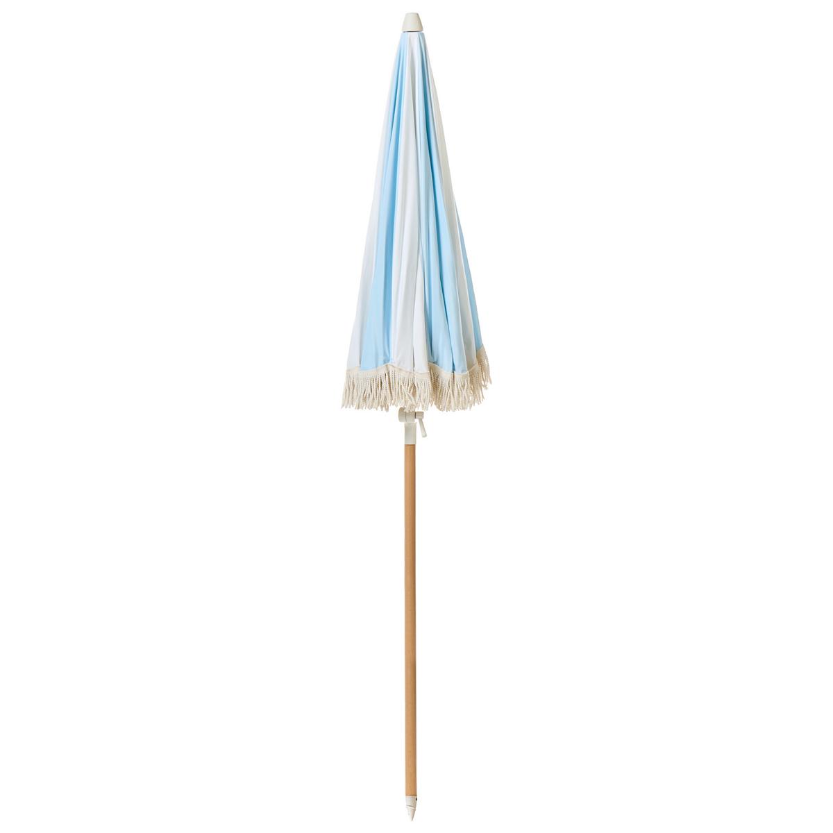 SONNENSCHIRM 155 cm Hellblau Mondello - Blau/Weiß, Holz (155/155cm) - Beliani