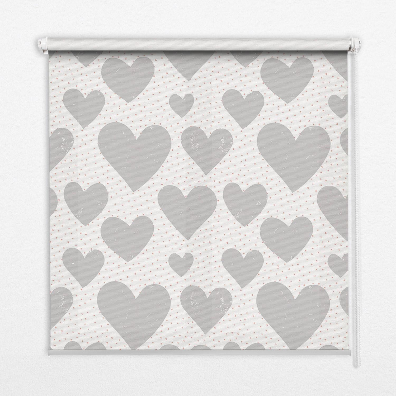 INNENROLLO - Fensterrollo - Rollo - 100x180 cm - Graue Herzen - Grau, Kunststoff (100/180/0.5cm) - TULUP