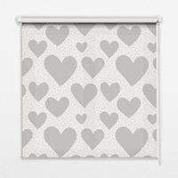 INNENROLLO - Fensterrollo - Rollo - 80x180 cm - Graue Herzen - Grau, Kunststoff (80/180/0.5cm) - TULUP