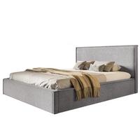 BETT 90x200 - Polsterbett mit Bettkasten und Metallrahmen - Modern Betten - Hochwertiger Poso-Stoff - Kollektion Milano - Grau - Hellgrau, Holz/Textil (90/200cm) - Alpi-Möbel