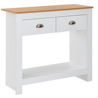 KONSOLENTISCH – Weiß/Eiche, 85x35x76 cm, schmal, mit Schubladen und Stauraum - Weiß, Holzwerkstoff (35/85/76cm) - KADIMA DESIGN