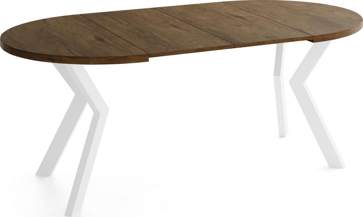 ESSTISCH Savio Weiß rund ausziehbar verlängerbar, Eiche Braun Rustikal 90-190/90/77 cm - Alteiche/Weiß, Holz/Holzwerkstoff (90/190/77cm) - WFL GROUP