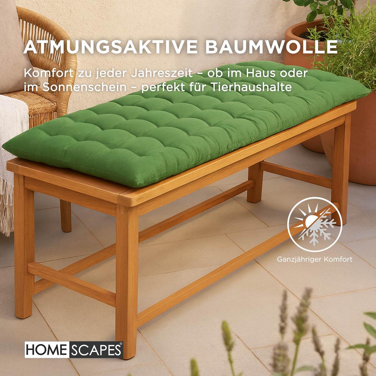 BANKAUFLAGE 2-Sitzer olivgrün 108/42/5 cm - Dunkelgrün, Textil (108/42/5cm) - Homescapes