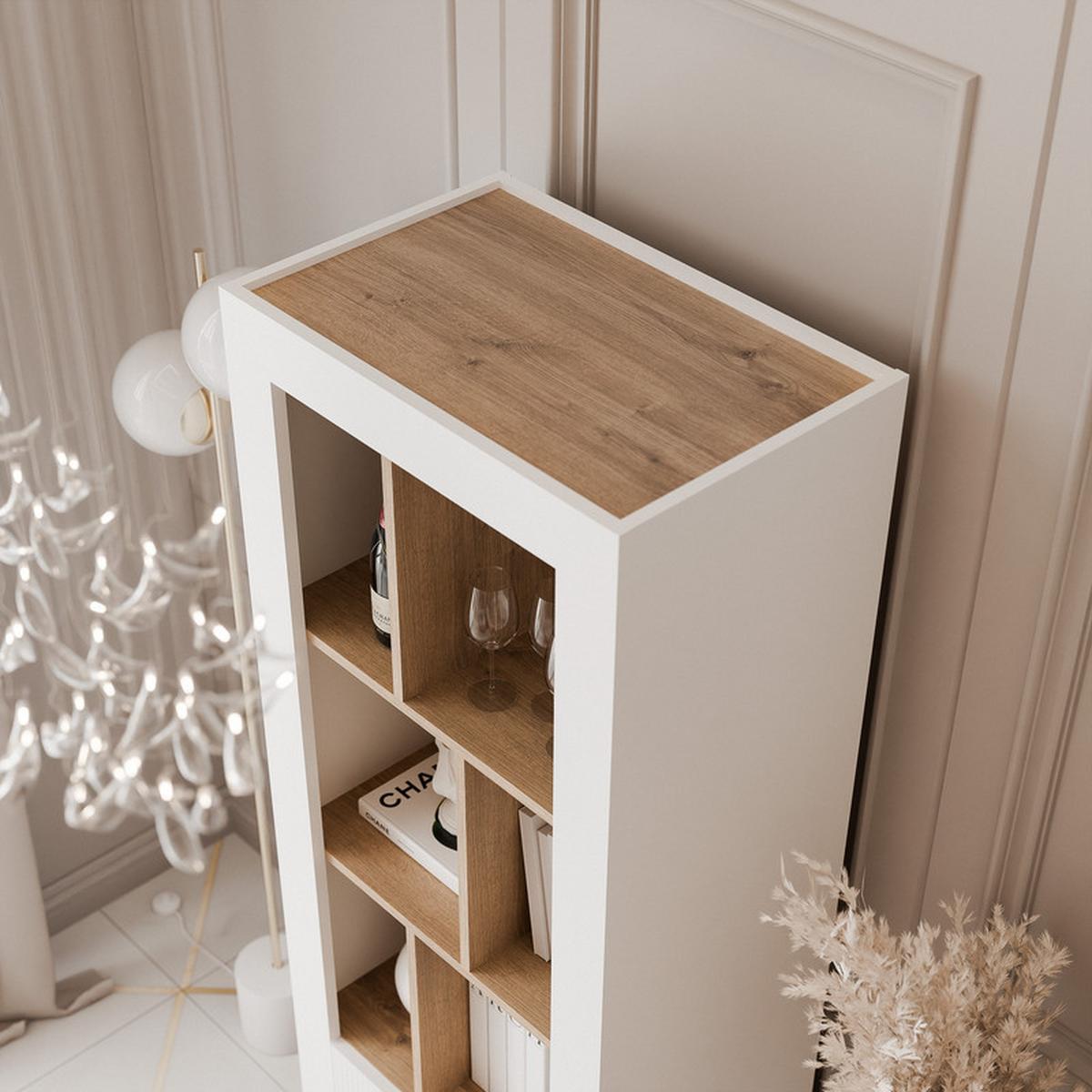 REGAL AVENA, 60/40/169 cm Weiß / Eiche - Weiß, Holzwerkstoff/Kunststoff (60/169/40cm) - Idohome