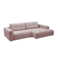 ECKSOFA XL MIKA Pink Cord - Schwarz/Rosa, Kunststoff/Textil (296/167cm) - KAWOLA