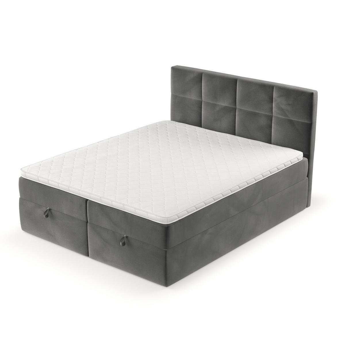 BOXBETT Velto 140/200 cm Grau im Kronos Stoff - Schwarz/Grau, Holz/Holzwerkstoff (140/200cm) - AltaBeds