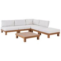 LOUNGE-SET 5-Sitzer Weiß Sanza - Hellbraun/Weiß, Metall - Beliani