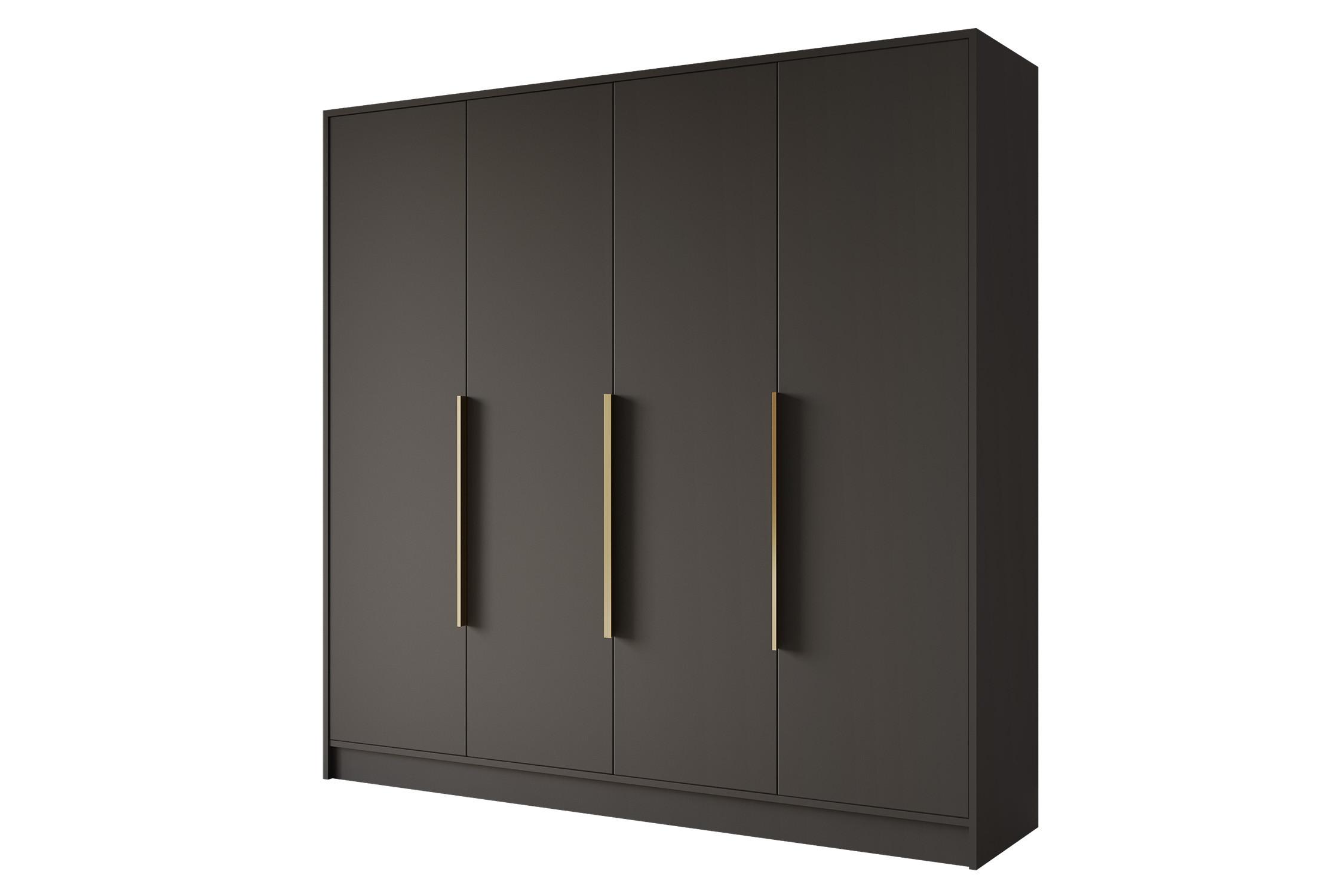 KLEIDERSCHRANK - PORTO - 200 - Schwarz - Goldfarben/Schwarz, Holzwerkstoff (200/200/51cm) - ALTDECOR