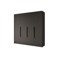 KLEIDERSCHRANK - PORTO - 200 - Schwarz - Goldfarben/Schwarz, Holzwerkstoff (200/200/51cm) - ALTDECOR
