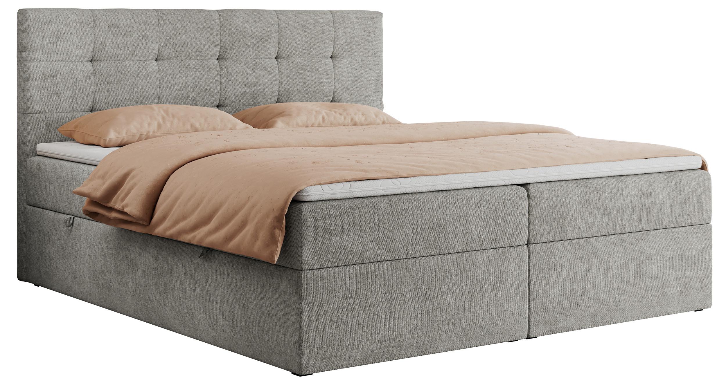 BOXBETT CENTO 200/200 Hellgrau Strukture - H3 - Hellgrau, Holz/Textil (200/200cm) - MKS