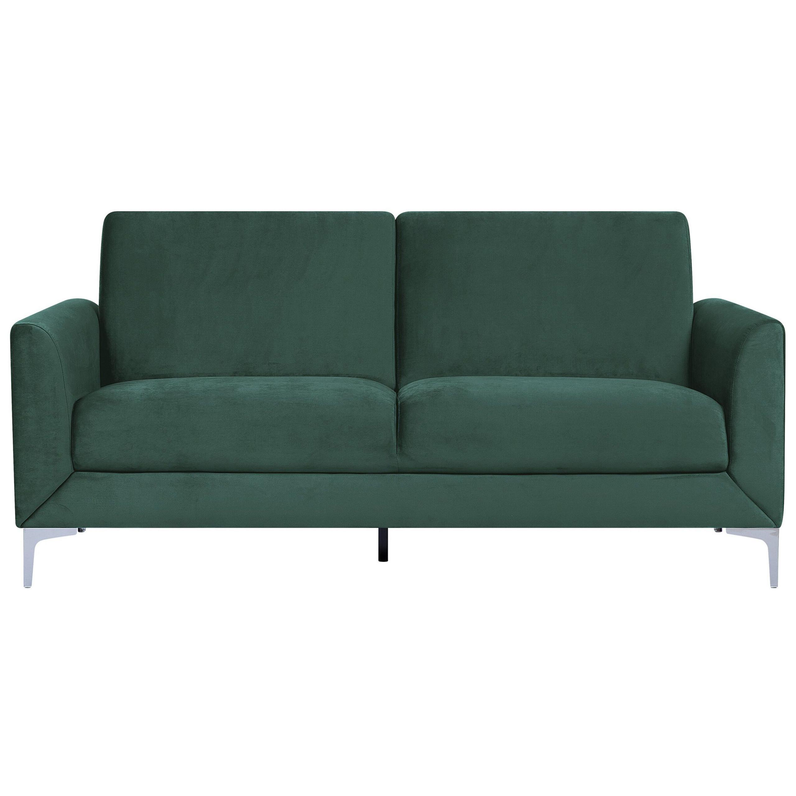 3-SITZER-SOFA Samtstoff Grün Fenes - Grün, Textil (188/90/75cm) - Beliani