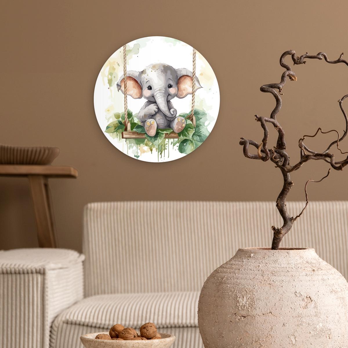 WANDBILD Elefant - Tier - Kinder - Dschungel Deko Wohnzimmer 30x30 cm - Hellgrau, Kunststoff (30/30cm) - MuchoWow