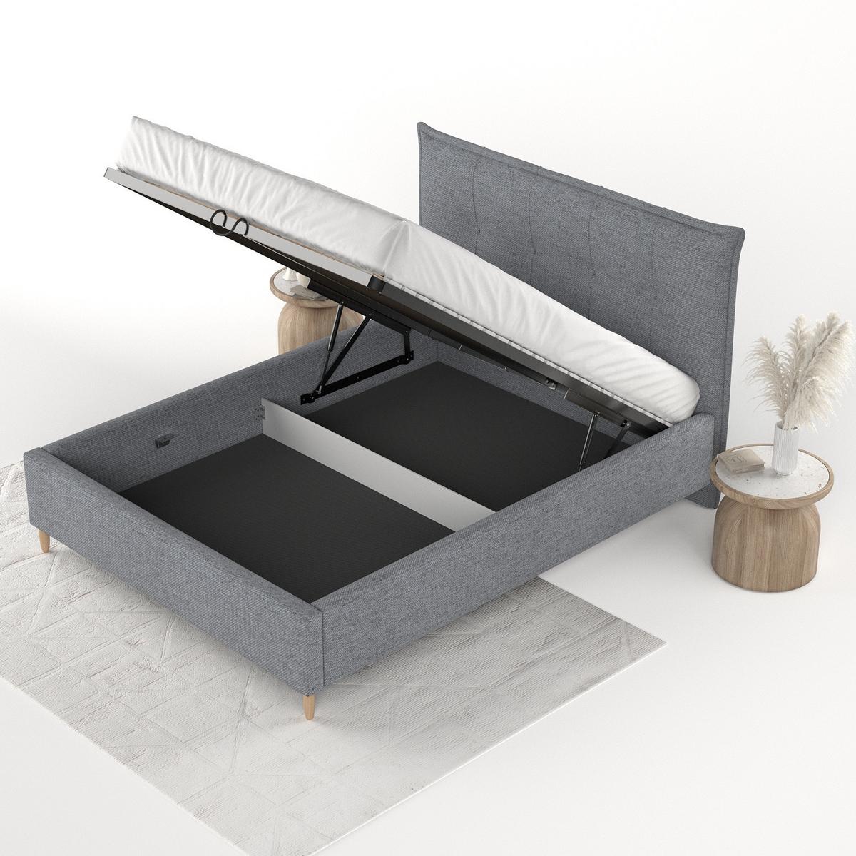 POLSTERBETT Plaza 120/200 cm Grau im Neve Stoff - Naturfarben/Grau, Holz/Holzwerkstoff (120/200cm) - AltaBeds