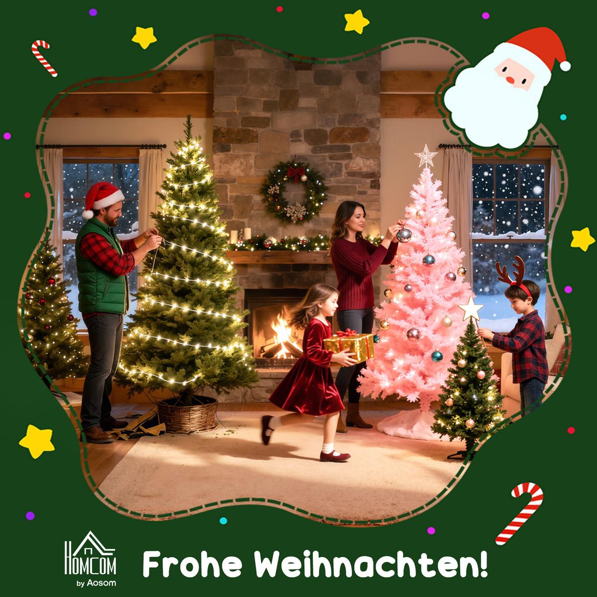 WEIHNACHTSBAUM Christbaum Tannenbaum 150/180cm PVC 680 Spitze inkl. Deko Weiß - Weiß, Metall (150cm) - HOMCOM