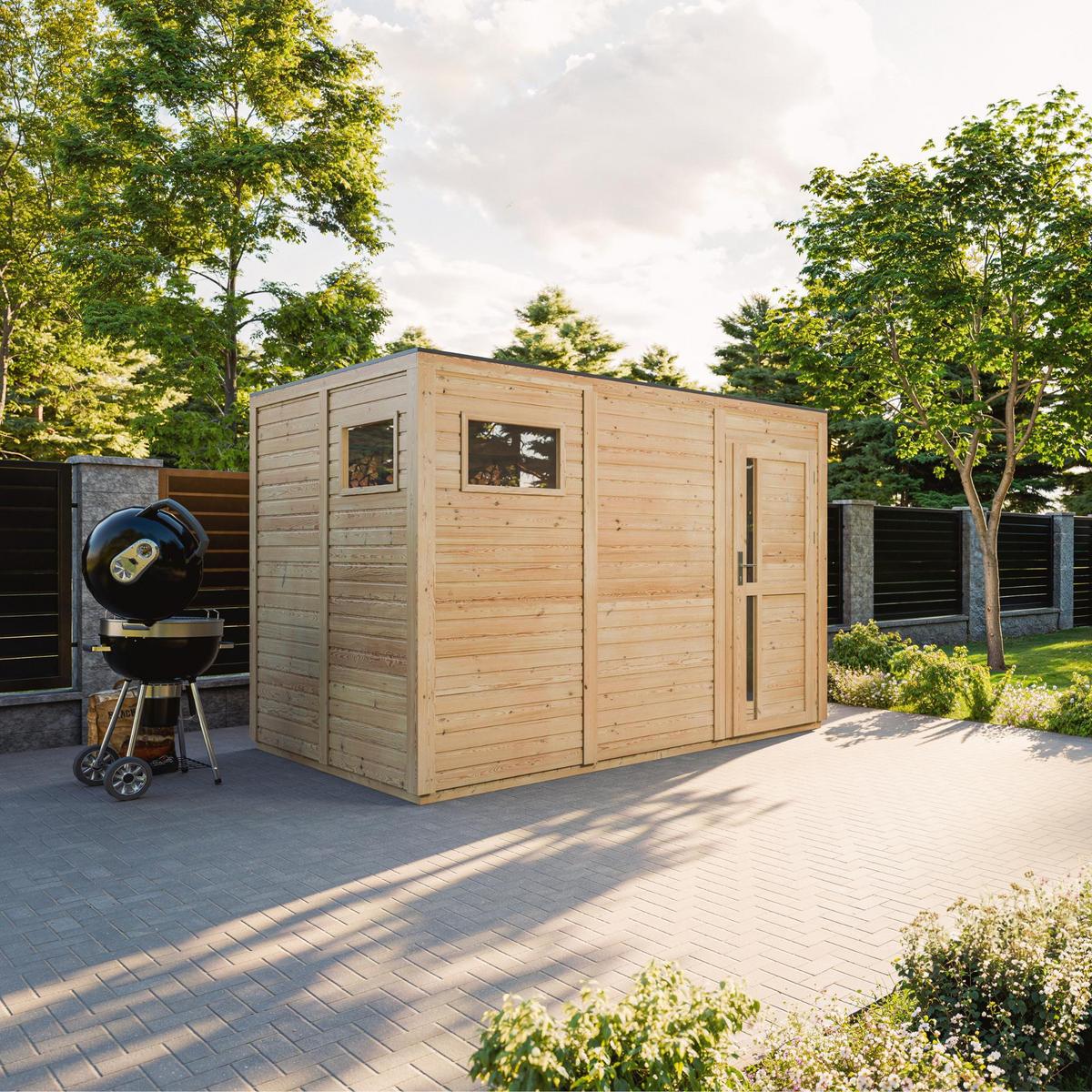 GARTENHAUS Holz 6,18 m² M326F1 - Beige, Holz (306/210/202cm) - Timbela