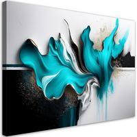 LEINWANDBILD Türkisfarbener abstrakter 3D-Effekt 100x70cm - Türkis, Textil (100/70cm) - Feeby