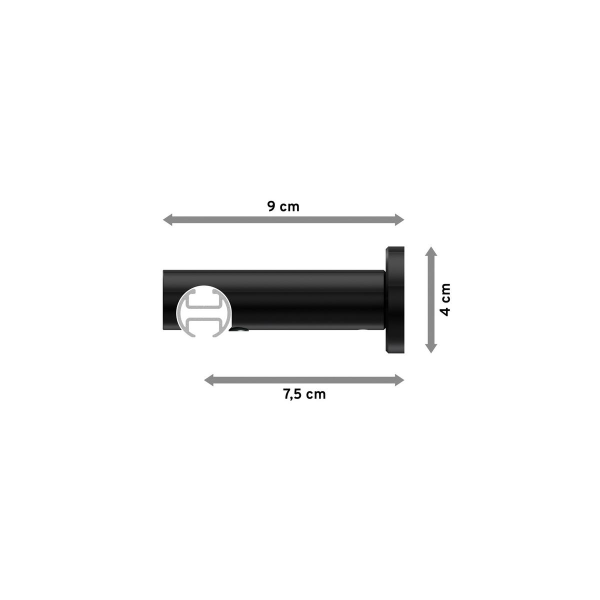 GARDINENSTANGE INNENLAUF Platon Santo 260 cm (geteilt in 2 x 130 cm), 1-läufig, 20 mm Ø Schwarz - Schwarz, Metall (260cm) - INTERDECO