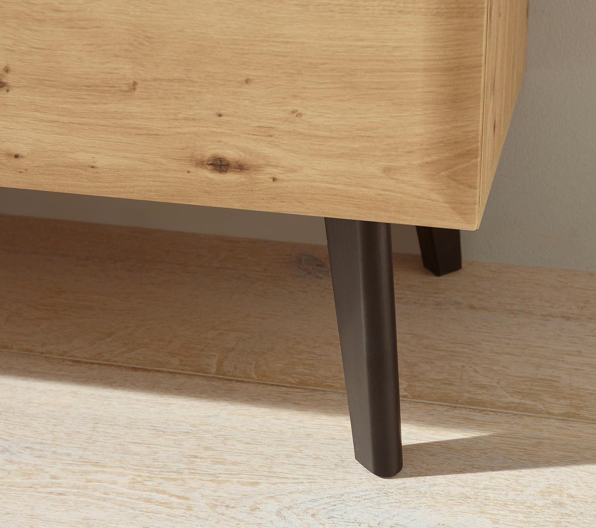 KOMMODE Eiche Artisan, schwarz 107 cm, Sideboard skandinavisch - Eichefarben/Schwarz, Holzwerkstoff (107/83/40cm) - Furn.Design
