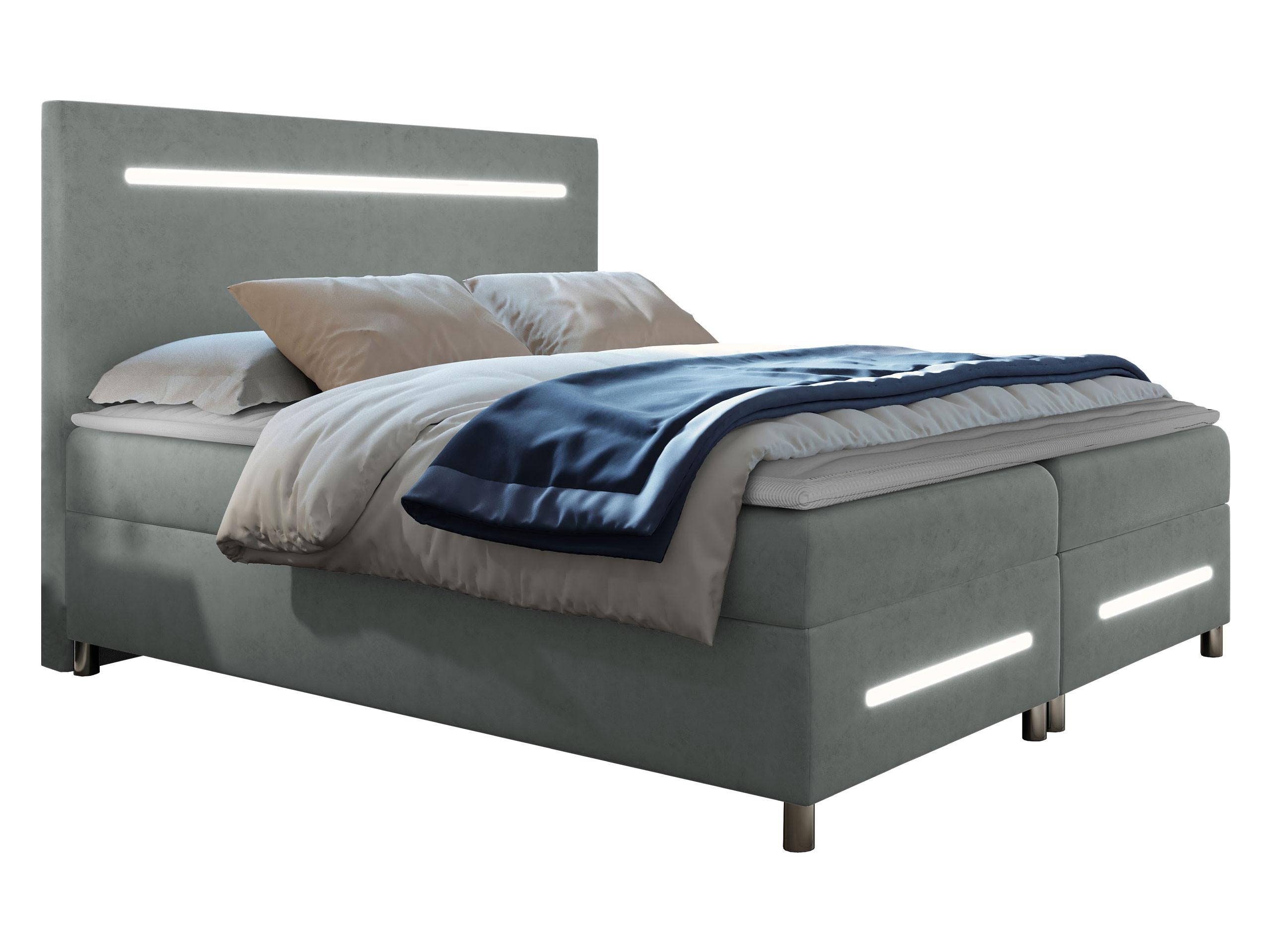 BOXBETT Enter LED - H3 - Hellgrau, Holz (180/200cm) - MIRJAN24