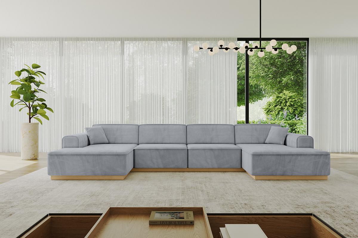 WOHNLANDSCHAFT IREA-U2-v2 - 386x165x80 cm Grau - Titanfarben, Holzwerkstoff/Textil (386/80/165cm) - ALTDECOR