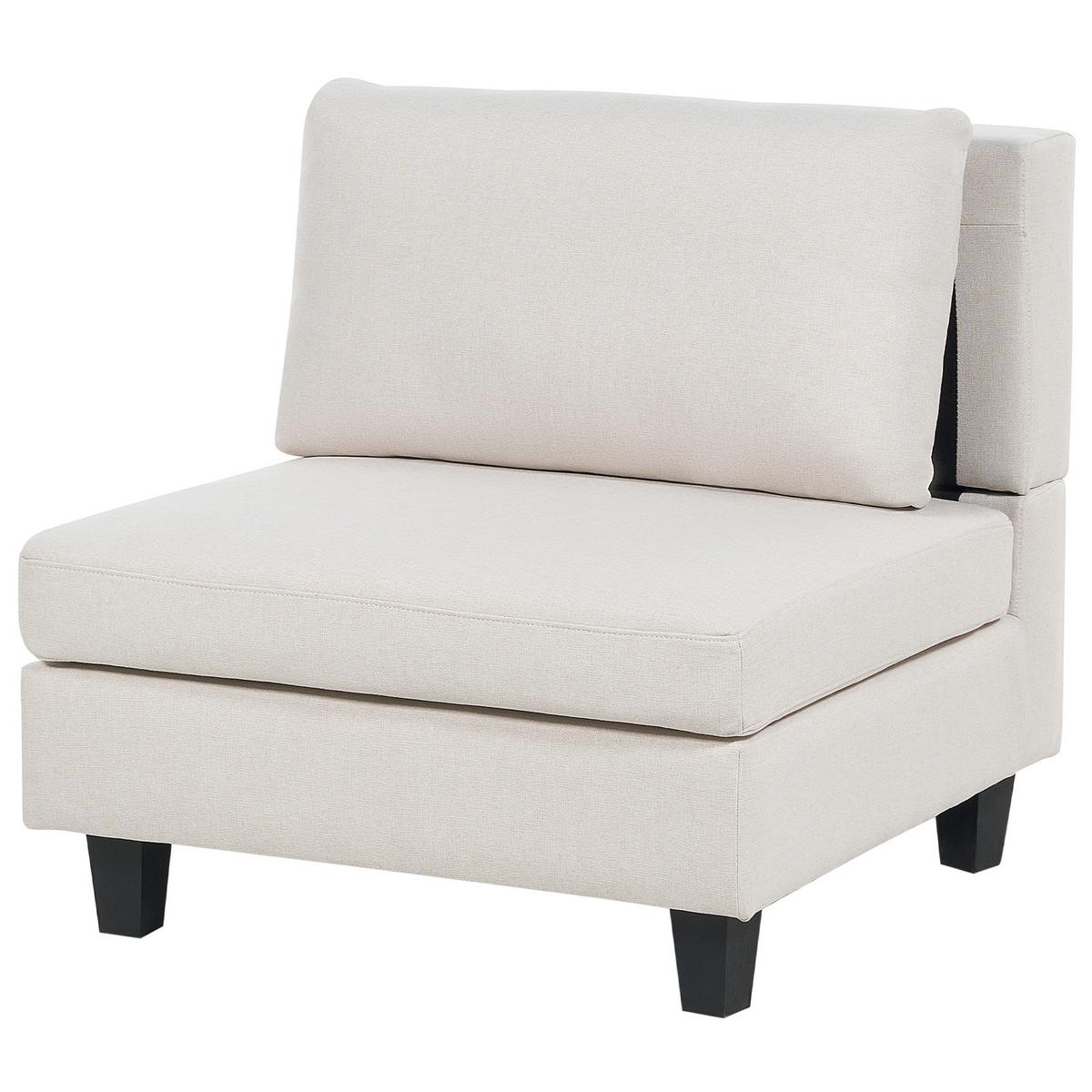 5-SITZER-MODULSOFA U-förmiges Hellbeige Stoff mit Ottomane Unstad - Beige/Schwarz, Textil (228/72/76cm) - Beliani