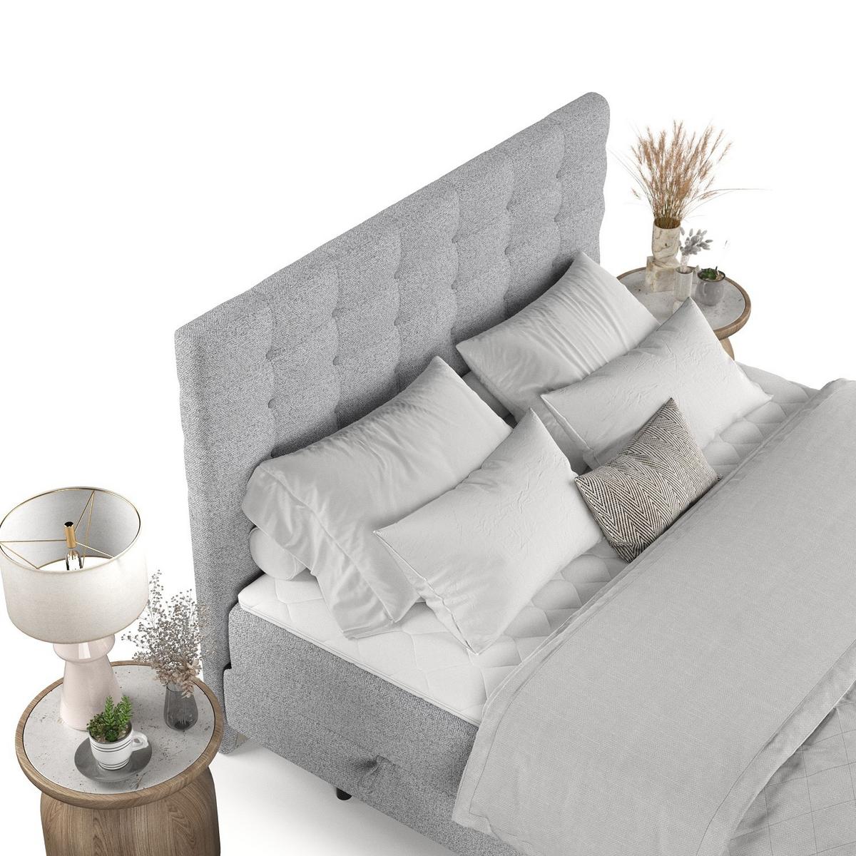 BOXBETT Niro 180/200 cm Hellgrau im Riva Stoff - Hellgrau/Schwarz, Holz/Holzwerkstoff (180/200cm) - AltaBeds
