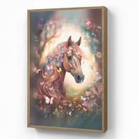 NACHTTISCHLAMPE MIT AKKU Pferd - Natur - Blumen - Schmetterlinge - Wald 70x100 cm - Dunkelbraun, Holzwerkstoff (8/70/100cm) - OnlyWow