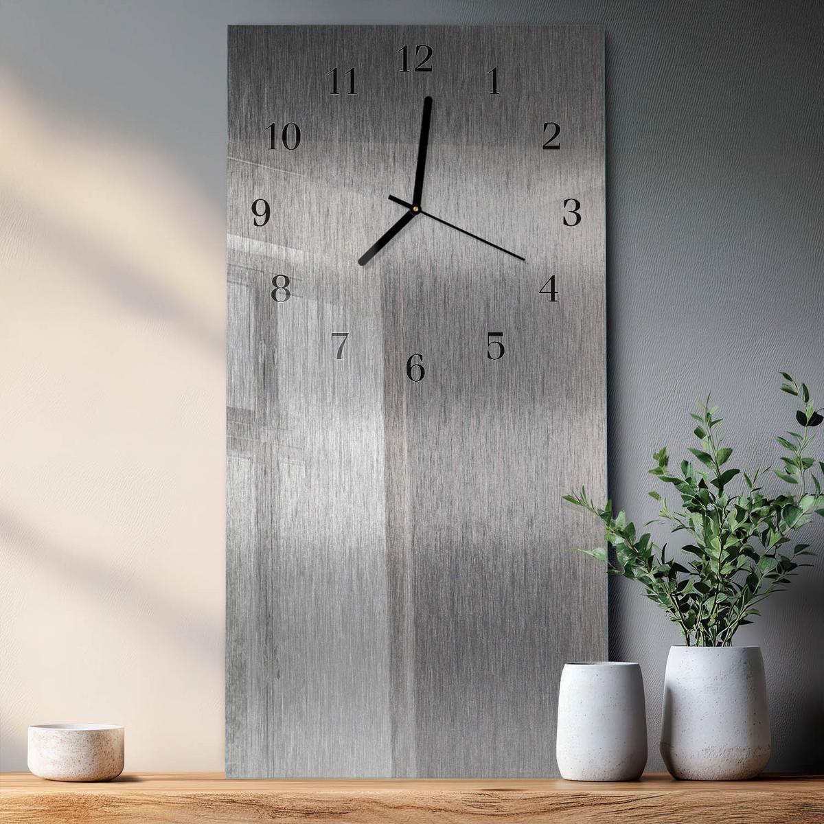 WANDUHR aus Glas 30x60 cm - Stahl - Silberfarben, Glas (30/60/0.4cm) - TULUP