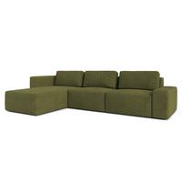 ECKSOFA L Form Arkleton Grün 360/180/93 cm Links Stil & Komfort - Schwarz/Olivgrün, Kunststoff/Textil (180/360cm) - AX Living