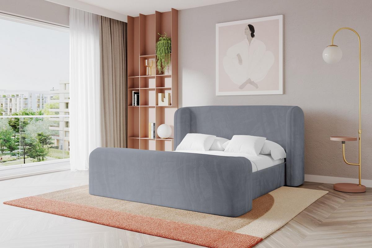 POLSTERBETT mit Bettkasten, Fußteil und Lattenrost, Bett mit Matratze H3/H4 - ESTI-Z 160x200 Grau - Grau, Holzwerkstoff/Textil (160/200cm) - ALTDECOR