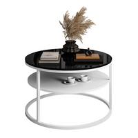 COUCHTISCH CIRI mit Regal Hochglanz - Schwarz/Weiß, Holzwerkstoff (70/70/48.6cm) - Lookway