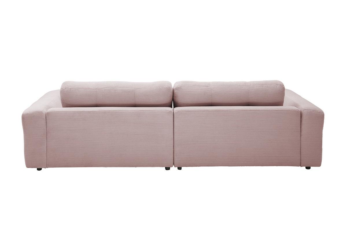 ECKSOFA XL MIKA Pink Cord - Schwarz/Rosa, Kunststoff/Textil (296/167cm) - KAWOLA