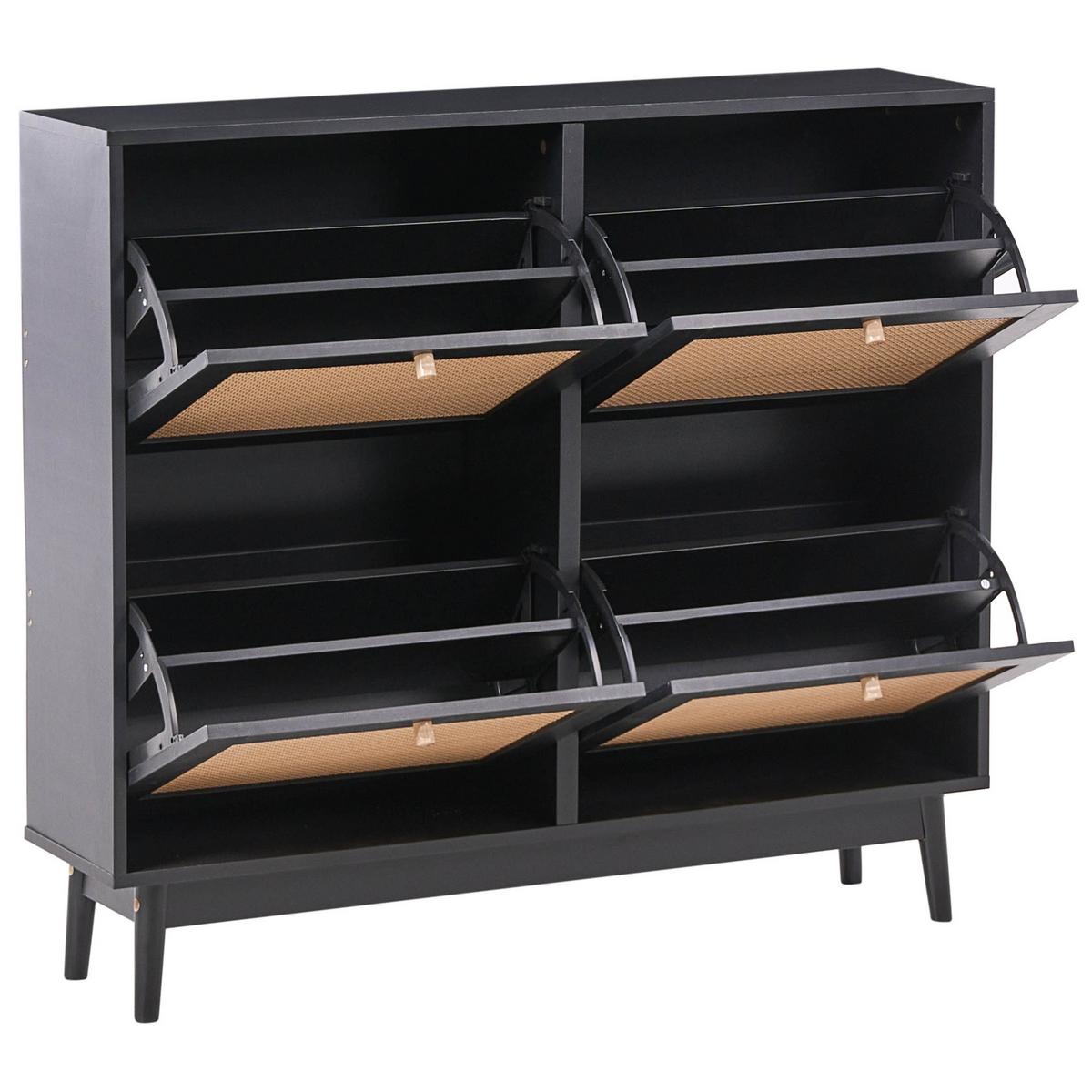 SCHUHSCHRANK Schwarz Armidale - Schwarz/Braun, Holzwerkstoff (106/94/26cm) - Beliani