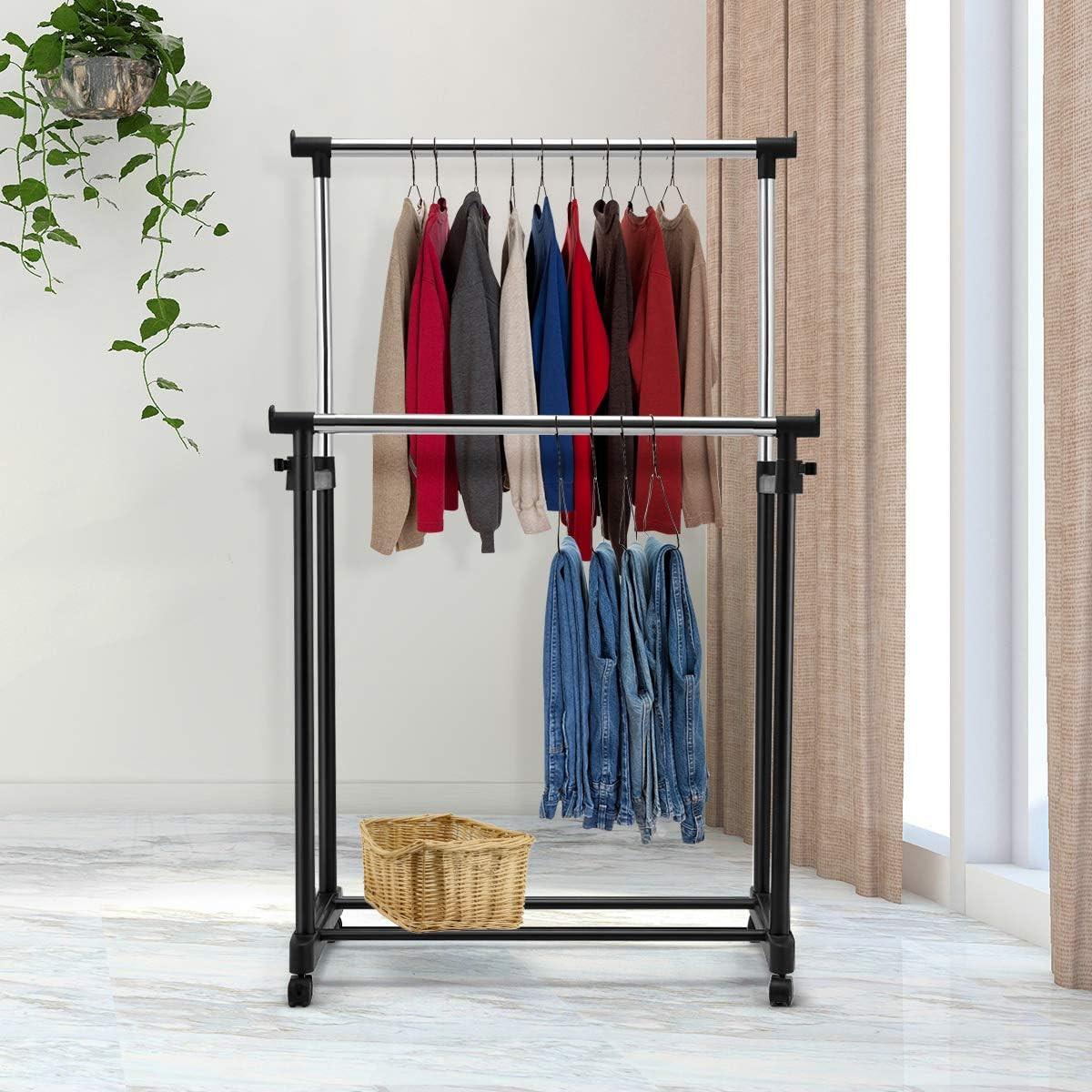 KLEIDERSTÄNDER 168cm Schwarz - Schwarz, Metall (86/168/43cm) - COSTWAY